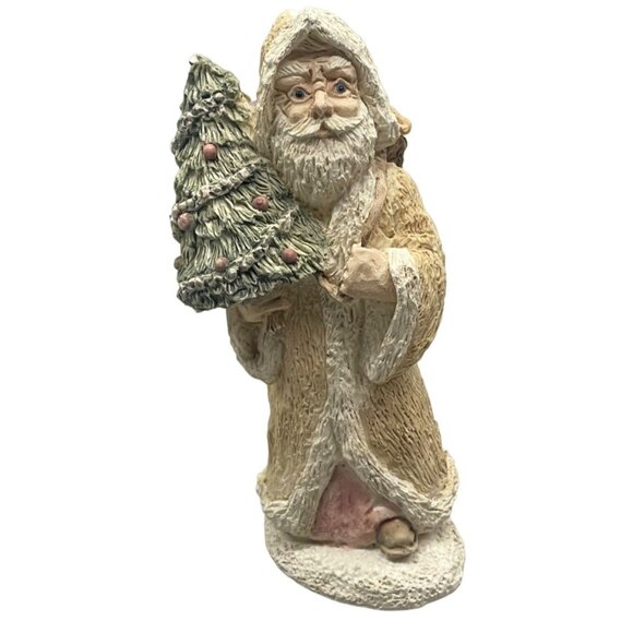 Christmas Santa figurine tree brown white basket of toys 4.5" READ - Picture 1 of 7